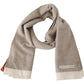 Beige Wool Scarf with Signature Embroidery