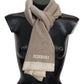 Beige Wool Scarf with Signature Embroidery