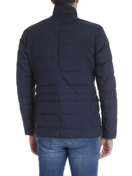 Blue Polyester Men Jacket