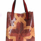 Chic Brown Patterned PVC Tote with Leather Handles