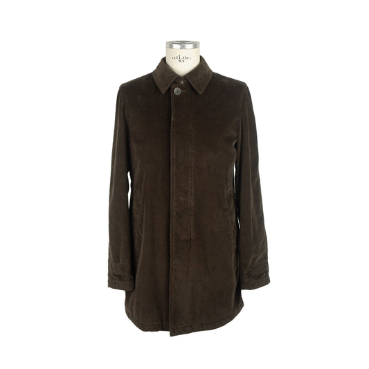 Brown Cotton Men Jacket