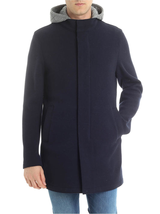 Blue Virgin Wool Men Jacket