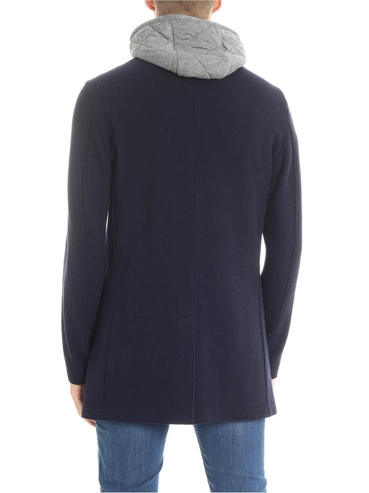 Blue Virgin Wool Men Jacket