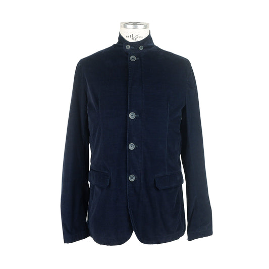 Blue Cotton Men Jacket