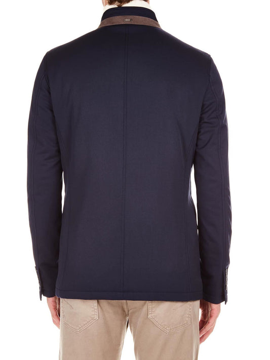 Blue Wool Men Jacket
