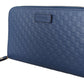 Chic Zip-Around Leather Wallet in Blue
