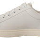 Quilted Leather Sneakers in White & Gray