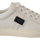 Quilted Leather Sneakers in White & Gray