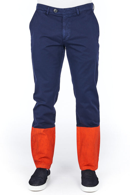 Blue Cotton Men Trouser