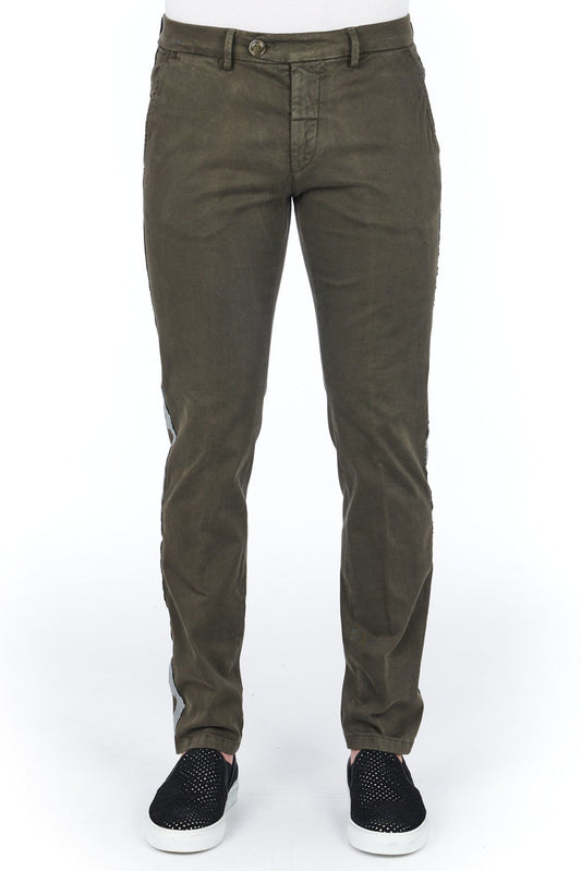 Brown Cotton Men Trouser