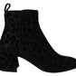 Elegant Black Leopard Night Ankle Boots