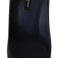 Elegant Dark Blue Crystal Leather Pumps