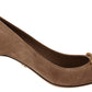 Elegant Beige Leather Pumps with Gold Details