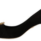 Elegant Black Suede Jewel Pumps