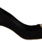 Elegant Black Suede Jewel Pumps