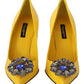 Sunshine Yellow Crystal Embellished Pumps