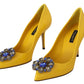 Sunshine Yellow Crystal Embellished Pumps