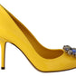 Sunshine Yellow Crystal Embellished Pumps
