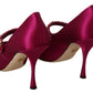 Elegant Pink Satin Crystal Stilettos