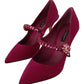 Elegant Pink Satin Crystal Stilettos
