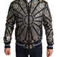 Elegant Jacquard Bomber Jacket in Blue