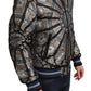 Elegant Jacquard Bomber Jacket in Blue