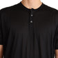Sumptuous Silk Henley T-Shirt in Black