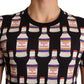 Elegant Multicolor Motive Crewneck T-Shirt