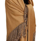 Elegant Gold Square Scarf with Fringes
