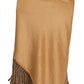 Elegant Gold Square Scarf with Fringes