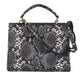 Penelope Medium Python Embossed Leather Top Handle Satchel Handbag (Black)