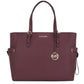 Gilly Large Leather Travel Drawstring Shoulder Tote Bag Handbag (Merlot)