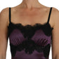 Elegant Purple Silk Lace Chemise Dress