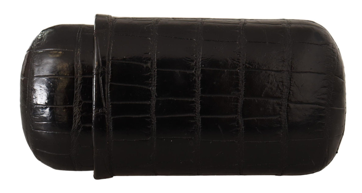 Elegant Dual Slot Crocodile Leather Cigar Case