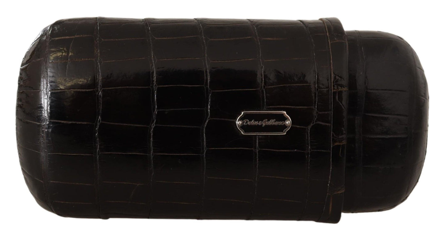 Elegant Dual Slot Crocodile Leather Cigar Case