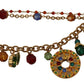 Glamorous Gold Tone Charmed Bracelet