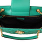 Elegant Quilted Green Nappa Tote with Medusa Charm