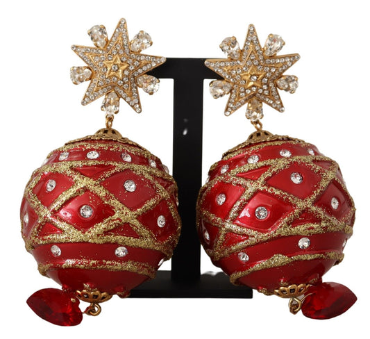 Chic Red Crystal Clip-On Dangling Earrings