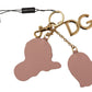 Elegant Beige Leather Keyring with Gold Accents