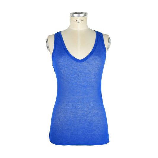 Blue Cotton Women Tank Top