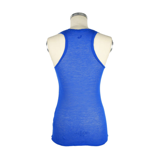 Blue Cotton Women Tank Top
