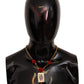 Gold Tone Charm Necklace with Crystal Pendant