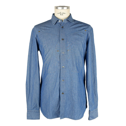 Blue Cotton Men Shirt