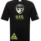 Elegant Black Cotton Tee with Dual-Sided Design