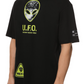 Elegant Black Cotton Tee with Dual-Sided Design