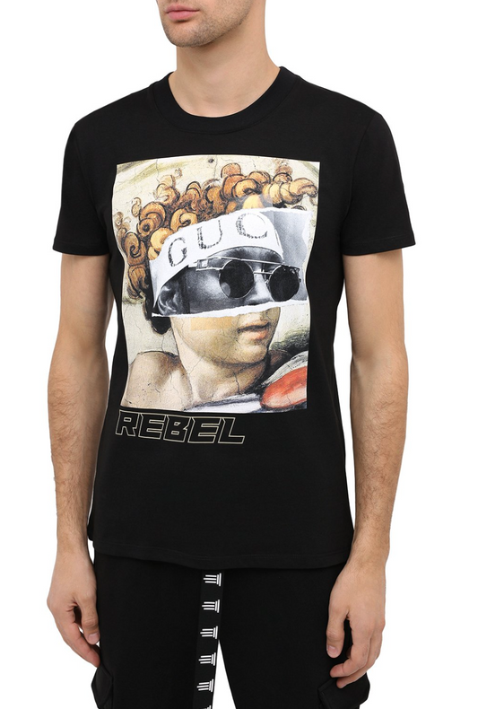 Black Cotton Men T-Shirt