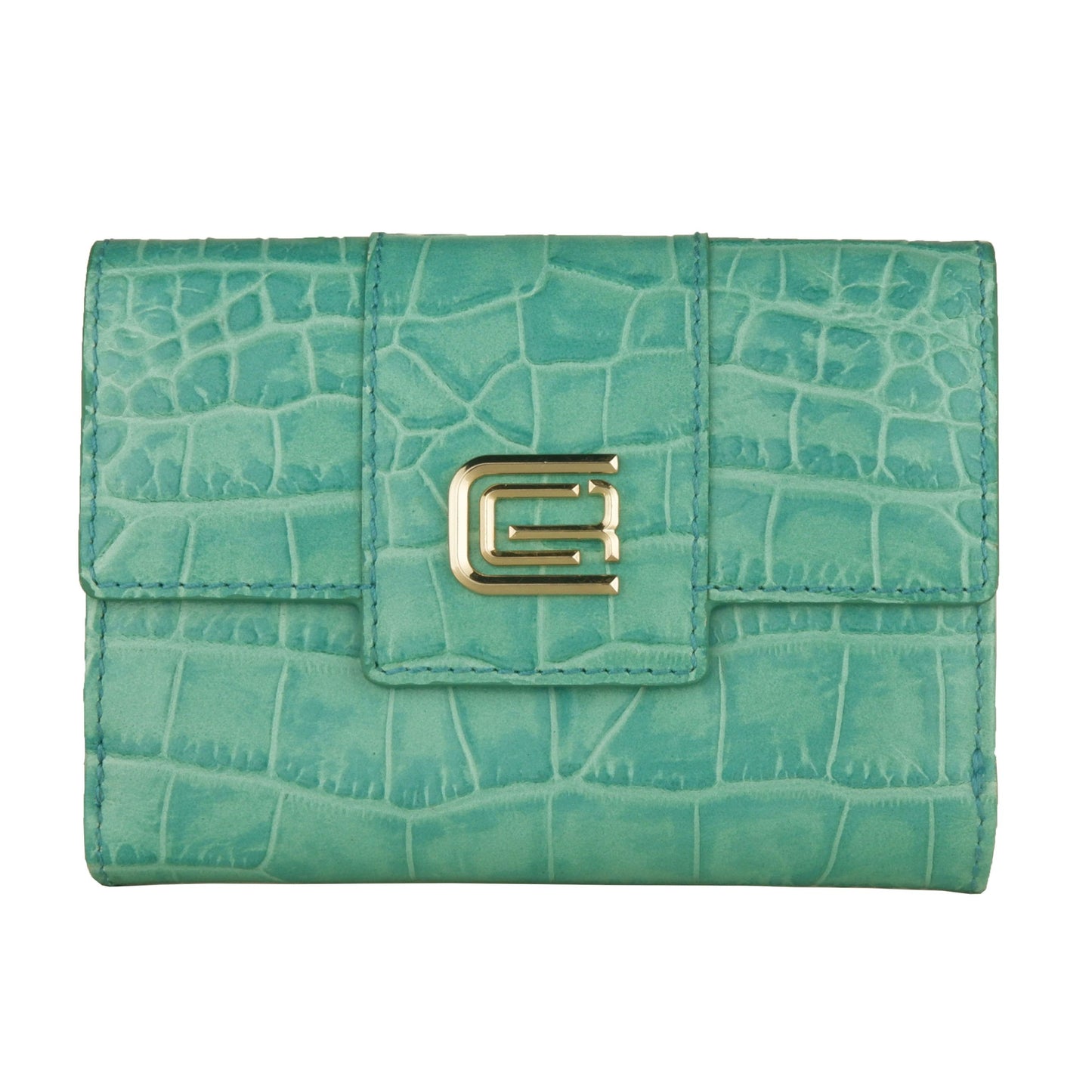 Turquoise Calfskin Women Wallet