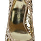 Elegant Beige Leather Heeled Pumps with Rhinestones