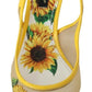 Sunflower Print Kitten Heel Slingbacks