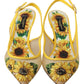 Sunflower Print Kitten Heel Slingbacks